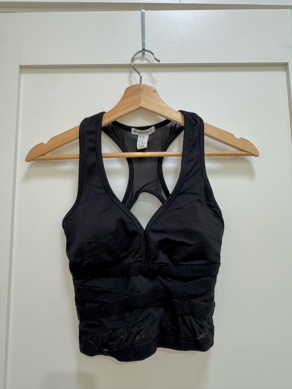 Forever 21 Black Racerback Longline Mesh Sports Bra